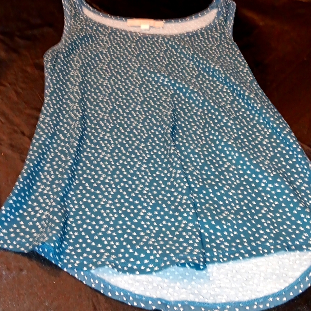 Loft, green with white design, dressy tank top.